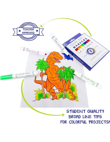 Marcadores Lavables Color Swell 8 Pack Anchos No Tóxicos