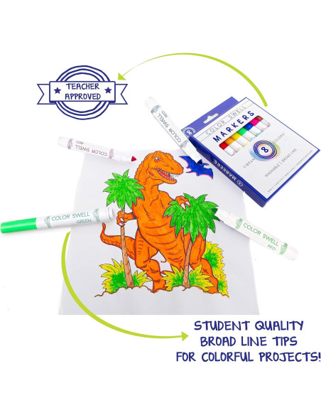 Marcadores Lavables Color Swell 8 Pack Anchos No Tóxicos