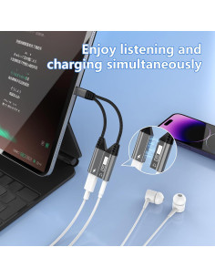 Adaptador 2-en-1 Lightning a 3.5mm MFi para iPhone 2