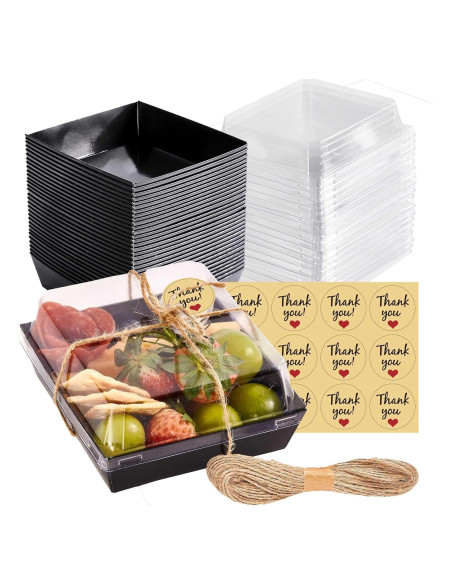 50 Cajas de Charcutería Desechables Leafiew 13.5x12.5cm