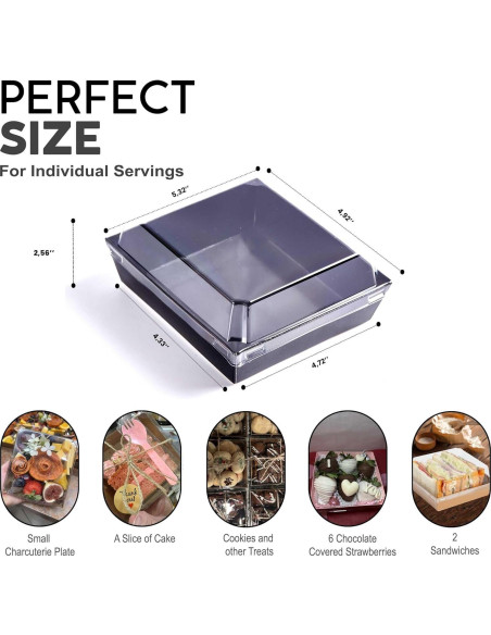 50 Cajas de Charcutería Desechables Leafiew 13.5x12.5cm