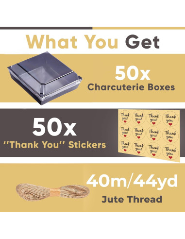 50 Cajas de Charcutería Desechables Leafiew 13.5x12.5cm