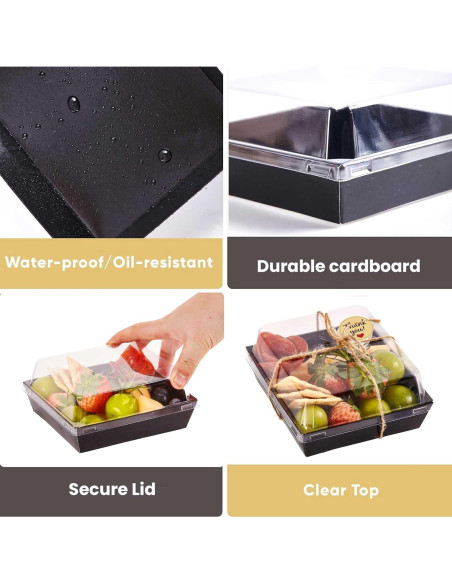 50 Cajas de Charcutería Desechables Leafiew 13.5x12.5cm