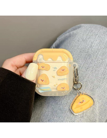 Funda Protectora Silicona Queso para AirPods 1/2 con Llavero