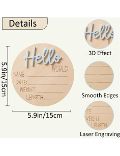 Cartel de Anuncio de Bebé Ylsteed 6" Azul - Tarjeta de Hitos 2