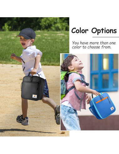 Bolsa de Almuerzo Aislada CaCTOUR para Niños 2 Piezas Azul y Negro