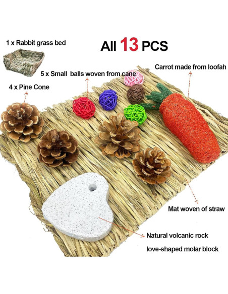 Cama de Hierba Natural Kathson para Conejos y Pequeños Animales