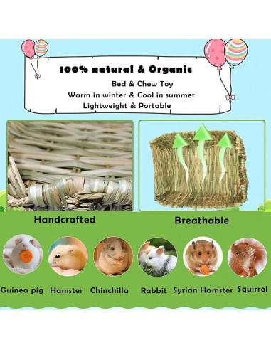 Cama de Hierba Natural Kathson para Conejos y Pequeños Animales