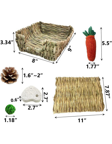 Cama de Hierba Natural Kathson para Conejos y Pequeños Animales