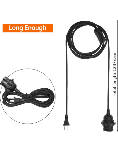 Kit de Luz Colgante Enchufable Hortsun 6 Paquetes E26/E27 3.6m