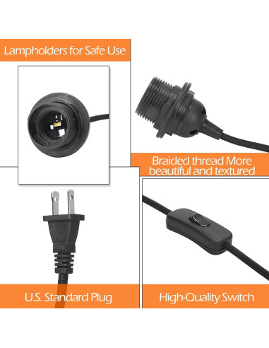 Kit de Luz Colgante Enchufable Hortsun 6 Paquetes E26/E27 3.6m