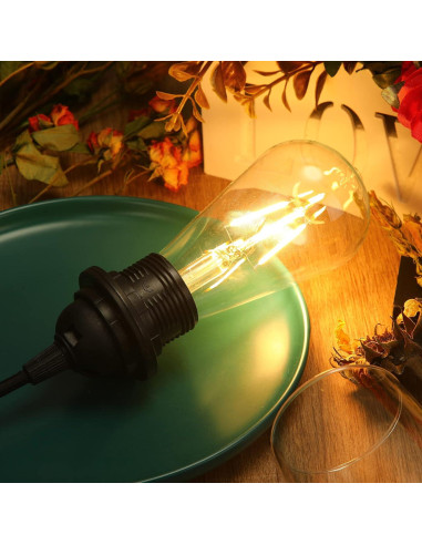 Kit de Luz Colgante Enchufable Hortsun 6 Paquetes E26/E27 3.6m