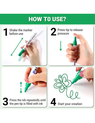 Juego de 12 Marcadores de Pintura Permanente DAPAWIN 2mm-3mm