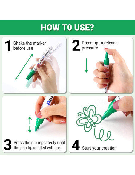 Juego de 12 Marcadores de Pintura Permanente DAPAWIN 2mm-3mm