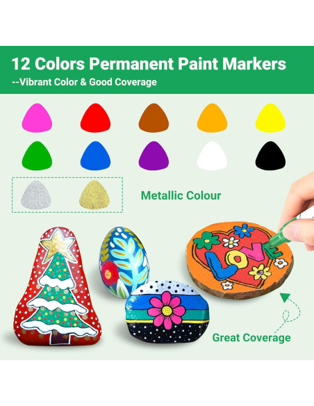 Juego de 12 Marcadores de Pintura Permanente DAPAWIN 2mm-3mm