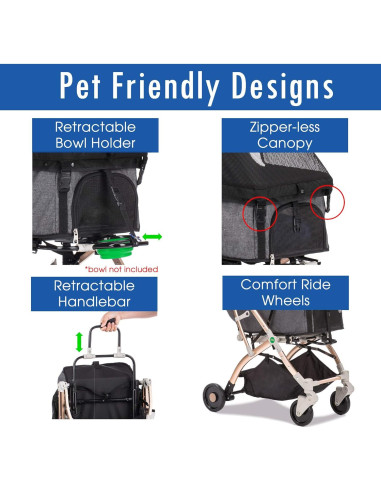 Carrito de Paseo para Mascotas HPZ Pet Rover Lite - Negro