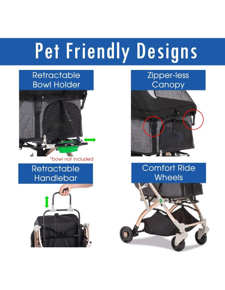 Carrito de Paseo para Mascotas HPZ Pet Rover Lite - Negro
