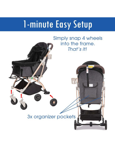 Carrito de Paseo para Mascotas HPZ Pet Rover Lite - Negro