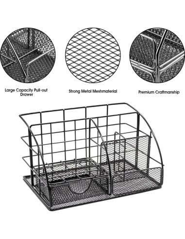 Set de Suministros de Oficina KAAKOW Negro - Organizador, Grapadora y Más