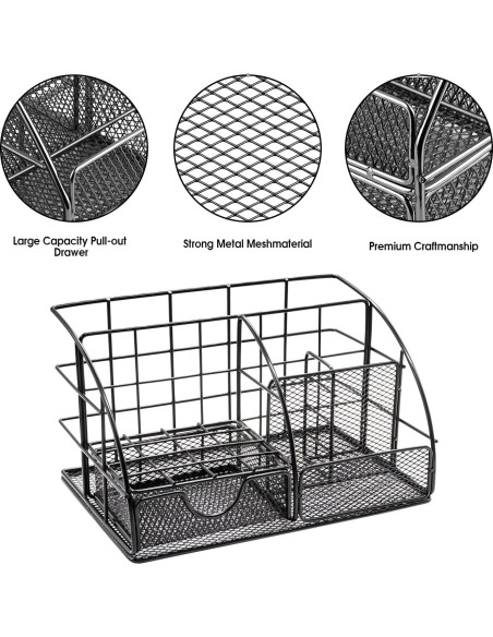 Set de Suministros de Oficina KAAKOW Negro - Organizador, Grapadora y Más