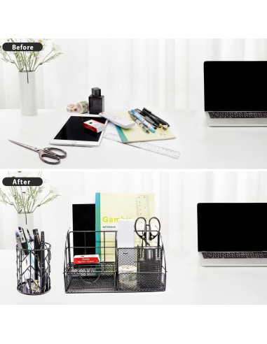 Set de Suministros de Oficina KAAKOW Negro - Organizador, Grapadora y Más