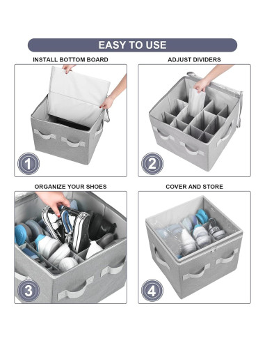 Organizador de Zapatos Moteph Gris Pequeño 12 Pares con Cubierta