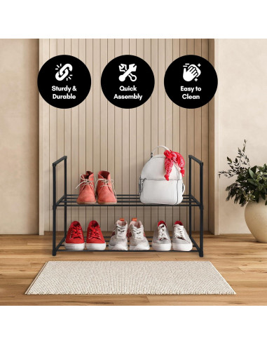 Estante de Zapatos 2 Niveles Americanflat - Negro - 43x67.3 cm