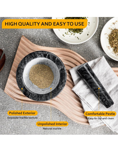 Conjunto Mortero y Maja de Mármol Velaze 12.95 cm 1.25 Tazas