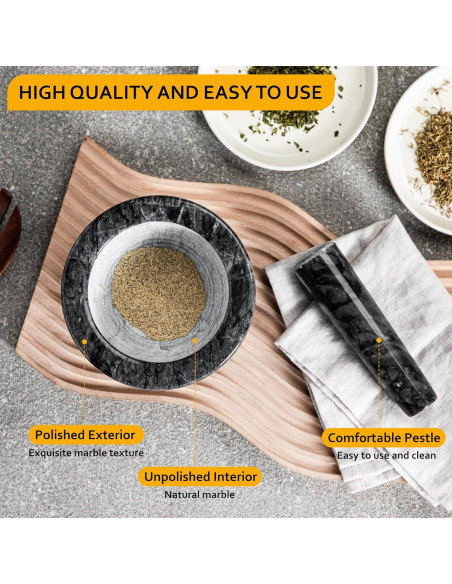 Conjunto Mortero y Maja de Mármol Velaze 12.95 cm 1.25 Tazas