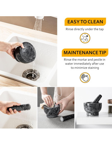 Conjunto Mortero y Maja de Mármol Velaze 12.95 cm 1.25 Tazas