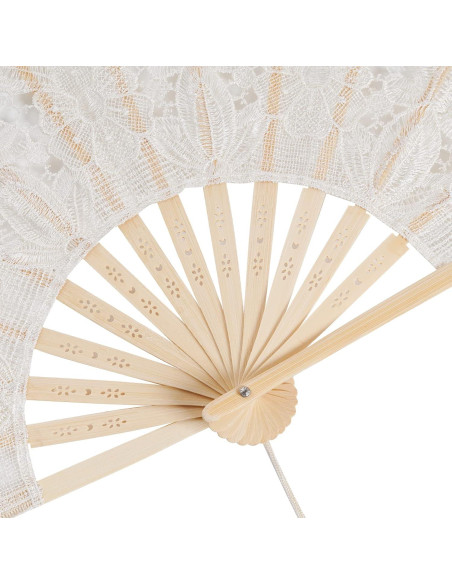 Abanico de Encaje Plegable Choyaxo Beige 43x23cm para Bodas