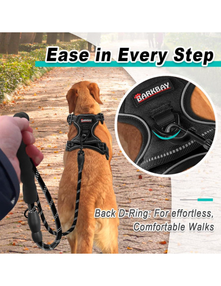 Arnés para Perros BARKBAY Sin Tirones Ajustable Negro S
