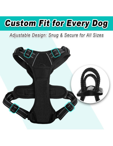 Arnés para Perros BARKBAY Sin Tirones Ajustable Negro S