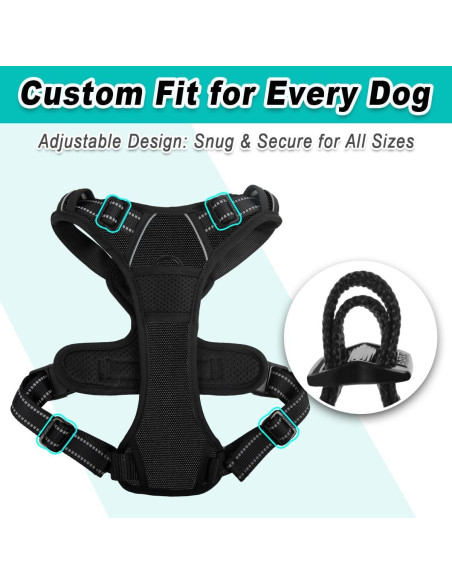 Arnés para Perros BARKBAY Sin Tirones Ajustable Negro S