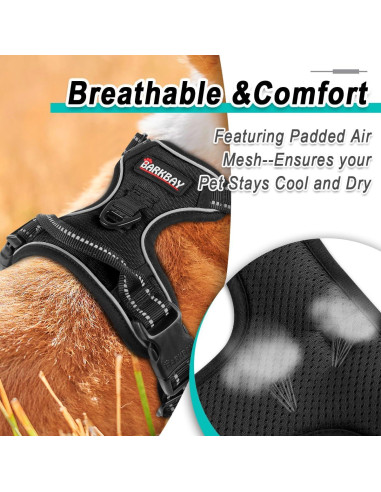 Arnés para Perros BARKBAY Sin Tirones Ajustable Negro S