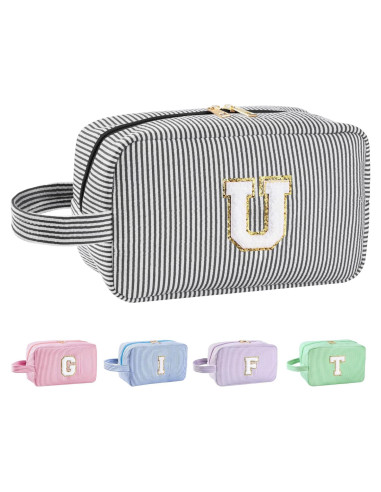 Bolsa de Maquillaje Personalizada Inicial A-Z - Negro