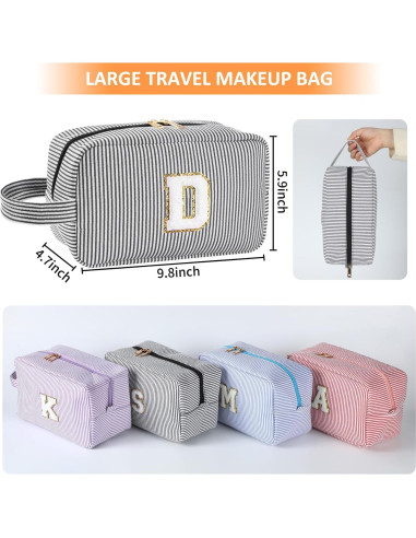 Bolsa de Maquillaje Personalizada Inicial A-Z - Negro