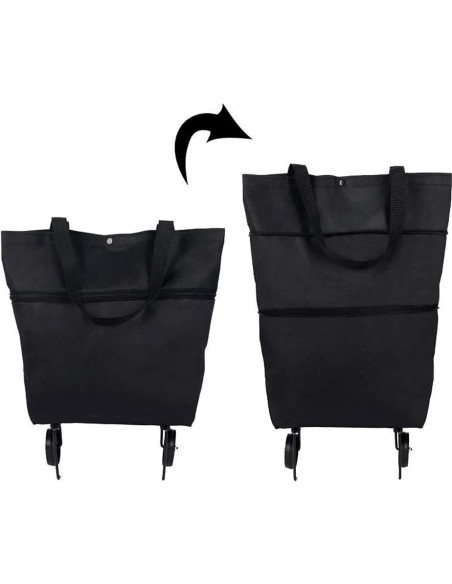 Carrito de Compras Plegable Vensivy Negro 39x12x46cm Reutilizable