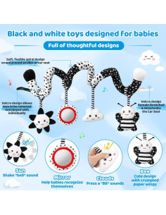 Juguete Colgante para Bebés AJsupojouet en Blanco y Negro 2