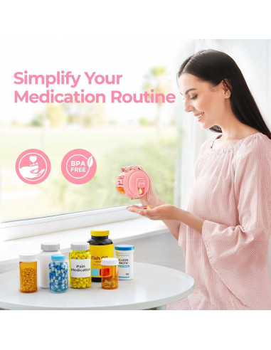 Dispensador de Pastillas AUVON Rosa para 7 Suplementos