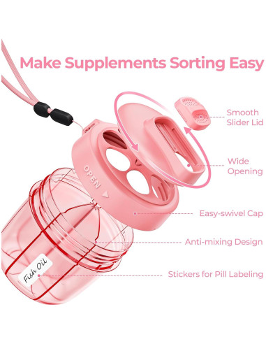 Dispensador de Pastillas AUVON Rosa para 7 Suplementos