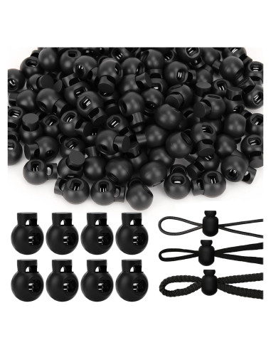 Cierres de Cuerda Ajustables Hysagtek 100 Pcs Plástico Negro