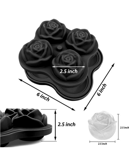 Bandeja de Hielo en Forma de Rosa CAMKYDE 6.35 cm 4 Cavidades