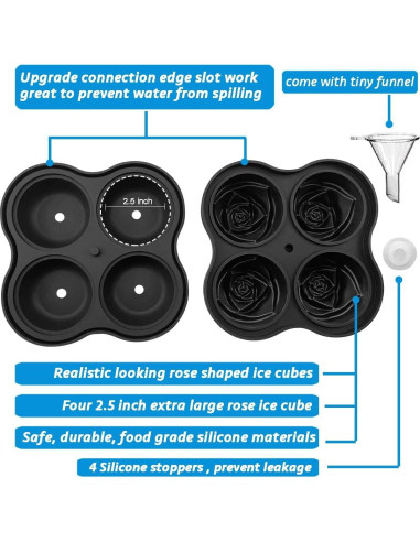 Bandeja de Hielo en Forma de Rosa CAMKYDE 6.35 cm 4 Cavidades