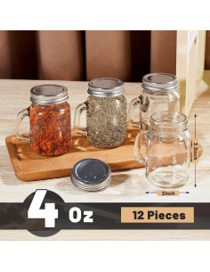 12 Tarros de Vidrio para Sal y Pimienta Tessco 120 ml 2