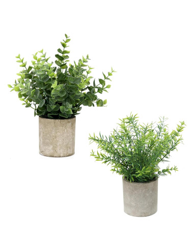 Flojery 2 Plantas Artificiales Eucalipto en Macetas Decorativas