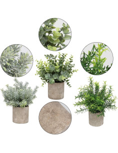 Flojery 2 Plantas Artificiales Eucalipto en Macetas Decorativas 2