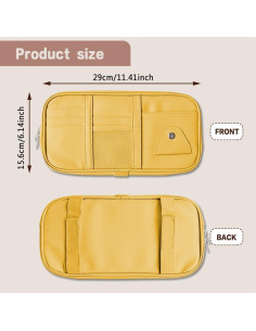 Organizador de Visera de Coche Middrivr PU Beige 29x16 cm 2
