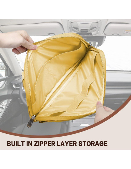 Organizador de Visera de Coche Middrivr PU Beige 29x16 cm