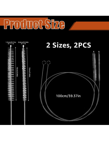 Cepillo Limpiador de Tubos 2PCS Imaictuu 99 cm Nylon Acero Inoxidable
